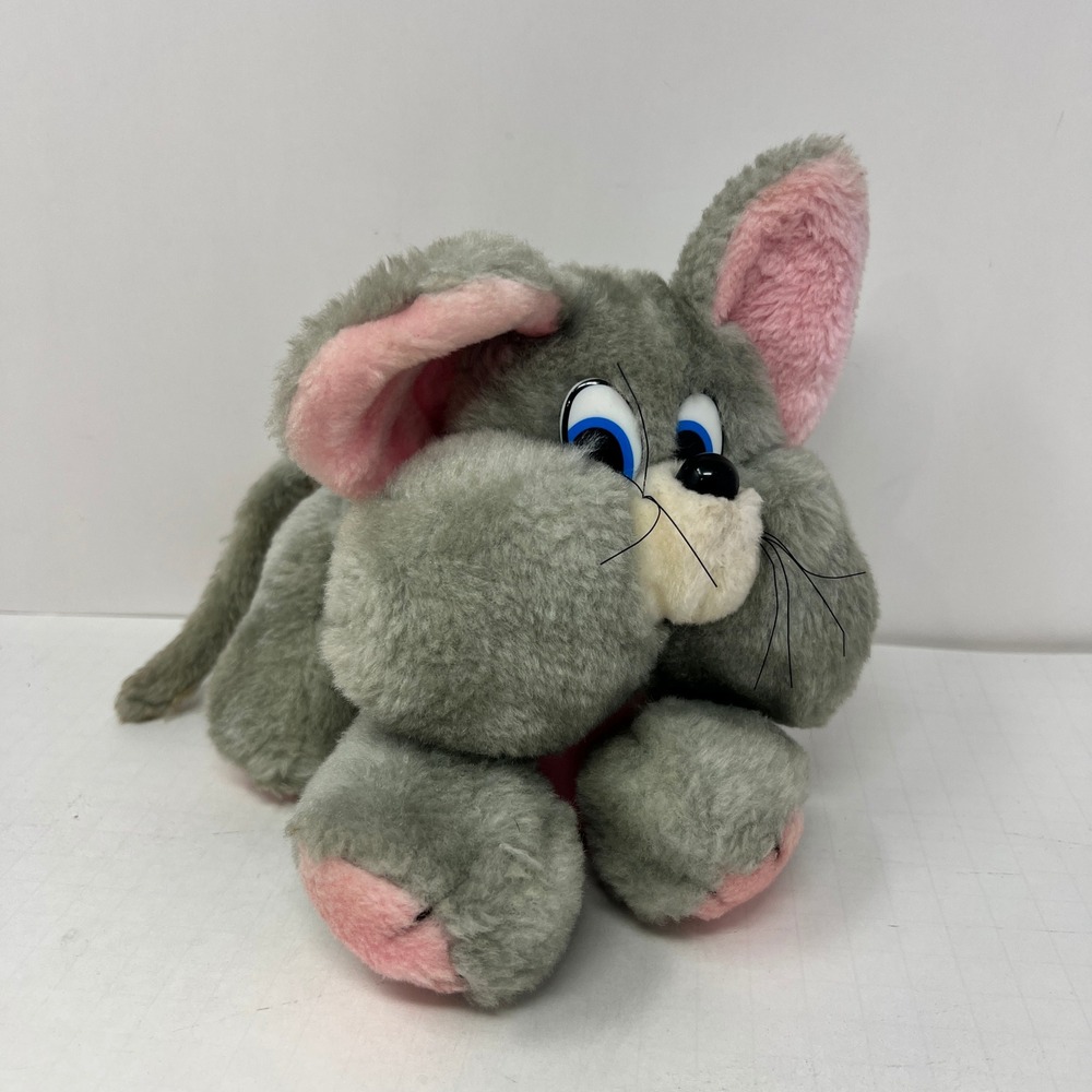 A & B Novelty Gray Mouse Plush 1982 Stuffed Animal Collectible‎ 8" Retro Classic